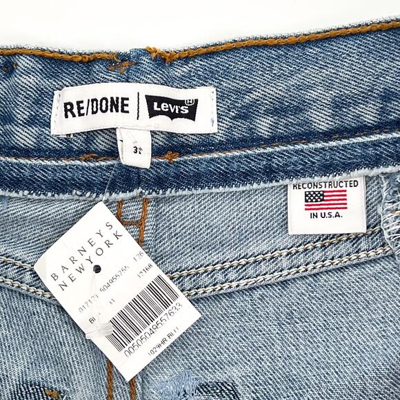 RE/DONE NWT Levi’s Patchwork Straight Crop Jeans Women’s Size 31 Reconstructed - Picture 2 of 5